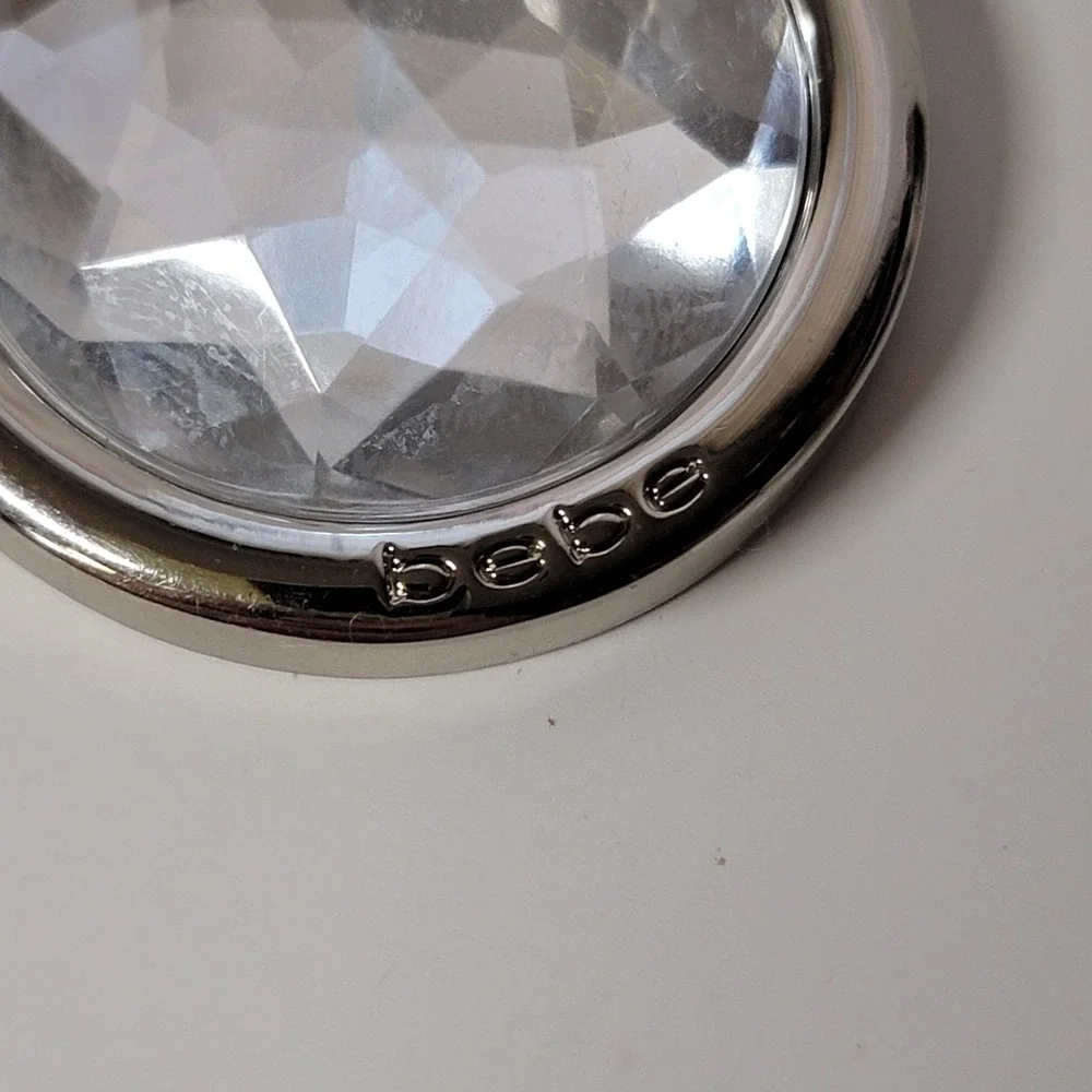 Bebe Crystal Silver Tone Keychain
